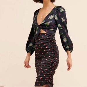For Love And Lemons Black Floral Midi Dress